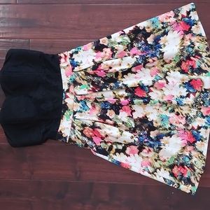 Knit lace and floral bustier dress